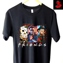 Jasonas Voorheesas | Michaelas Myersas | Freddy Kruegeris Draugai Siaubo Marškinėliai S–3XL Unisex Marškinėliai M black