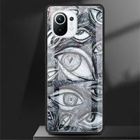 Glass Case For Xiaomi Poco X3 NFC 11 Lite 11T F3 M3 For Redmi Note 11 10 9 8 Pro 10S 9S 9A 9C Phone Cover Scary Face Eyes Smiley Redmi Note 9S gray
