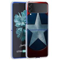 Case For Samsung Galaxy Z Flip 3 4 5G Transparent Hard Cell Phone Cover ZFlip Clear PC Luxury Coque Tiger Crane ART Samsung Z Flip 4 gray