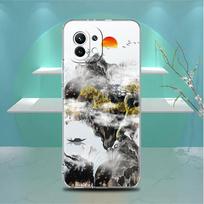 Clear Case For Xiaomi Mi Poco X3 NFC M3 Pro F3 F1 11 Lite 12 Note 10 11T 9T Transparent Phone Cover Mountain Painting Redmi Note 9S gray