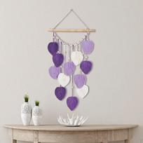 Macrame Wall Hanging ,Woven Tapestry, Minimalist, Modern Decor, Leaf Tassels ,Bohemian Tapestry violetinė