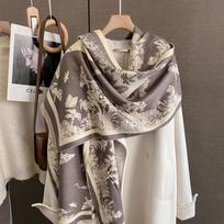 Šiltas žieminis kašmyro šalikas moterims Prabangus Pashmina antklodė stora skara Apvyniojama skarele mada Bufanda Echarpe Poncho gray