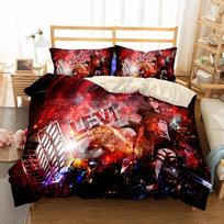 Anime Attack On Titan Bedding Set Kawaii Loli Boy Duvet Cover 3D Print Japan Cartoon Bed Quilt Cover Pillowcase No Sheets 70x133cm 2pcs black