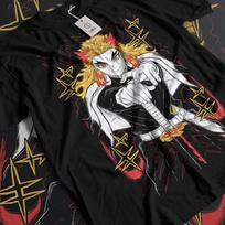 Kyojuro Rengoku Marškinėliai Demonų Žudikas Vintažiniai Anime Manga Siaubo Marškinėliai Visų Dydžių L white