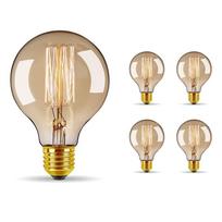 Bravelight Edisono lemputės, 60W, E26E27 cokolis [G95], Rutulinės lemputės, Anglies pluošto lemputės (Ne LED lemputės), Šilta Balta, Stilingos Edisono Lemputės, Retro Lemputės,