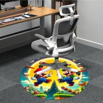 1 vnt. Mario Luigi biuro apvalus kilimas, vidinis kilimėlis, tinkamas biurui, miegamajam, svetainei, namų dekoravimui, kambario dekorui, biurui a0928192 120cm by 120cm black
