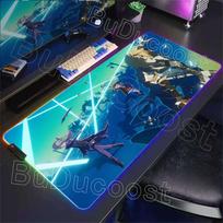 RGB Glowing Genshin Impact Varka Mousepad Mouse Pad Laptop Gaming Accessories Mousepad Large Desk Mat Computer Game Keyboard Rug RGB600x300x3mm blue