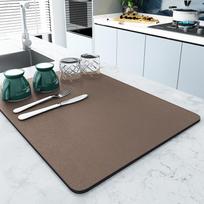 Coffee Machine Mat Rubber Backing Water-Absorbent Dish Drying Pad Kitchen Worktop Drainage Mat Home Decor (as the picture,40x60cm) black