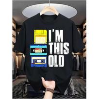 I'm This Old Retro Tech T-Shirt Vintage Floppy Disk VHS Cassette Tape Graphic Funny Black Tee 90s Nostalgia Short Sleeve Gift 5XL įvairiaspalvis