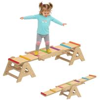 2-in-1 Balance Rocker for Kids, Wooden Balance Beam, Rocker Swing Rocker Garden, Balance Board 133 x 38 x 24 cm 133 x 38 x 24 cm įvairiaspalvis