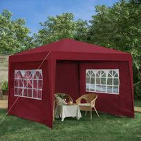 Folding Gazebo 3 x 3 m, waterproof, winter-proof, with 4 side walls, 4 sand bags, UV protection 50+, garden, party, camping, steel frame (Burgundy) 300 x 300 x 240 cm