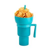 900-1000ml Large Capacity Beverage Popcorn Integrated Multifunctional Straw Cup Bowl Creative Snack Drinks Cup 901-1000ml