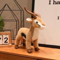 Lifelike Wild Gazelle Antelope Plush Toy, Realistic Horn Design Tibetan Antelope Stuffed Doll For Gifts. 32X32X11cm brown