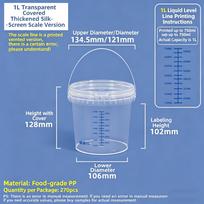 Matavimo Kibiras su Skaidriu Graduotu Dangčiu Sandarus PP Kibiras Baltas Plastikinis Kibiras Maistinis Skaidrus Kibiras 1L/5L/10L gray