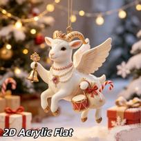 Xmas Tree Goat Hanging Ornament 2D Acrylic Sheep Pendant Durable Decor for Farmhouse Winter Holiday Party A3 gray