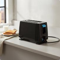 Compact 2 Slot Toasting Appliance Easy to Clean Slice Adjustable Browning white