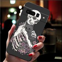 Phone Case for Google Pixel 7 Pro 7 6A 6 Pro 5A 4A 3A Pixel 4 XL Pixel 5 6 4 3 XL 3A XL 2 XL Skeleton Skull Cat Art Case Funda Google Pixel 2 gray