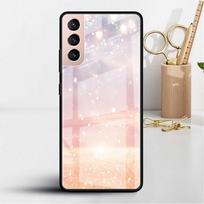 Glass Case For Samsung Galaxy S22 S20 FE S21 5G S10 S9 Plus Note 10 20 Lite Tempered Phone Cover Gold Bronzing Leather beige