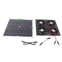 Solar Panel Fan Kit Waterproof Monocrystalline Silicon Solar Fan 4 Ports Ventilator Exhaust Fan for black