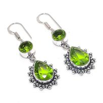 Peridoto brangakmenio 925 svarų sterlingų sidabro auskaras 2,05 gray