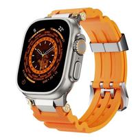 Luxury Silicone Strap for Apple Watch Ultra 2 49mm 10 46mm 9 8 7 45mm Metal Connector Bracelet for iWatch 6 5 4 SE 44mm Men Band For iwatch 10 46mm black
