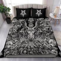 Bedding Set Skull Cthulhu Satan Black Goat Printed Cozy Duvet Cover King Queen Twin Single Size Birthday Gift Bedroom Decoration EU Single 135x200cm