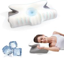 Butterfly Sleep Memory Neck Pillow Slow Rebound Comfortable Memory Foam Sleep Pillow Cervical Orthopedic Neck Massage Bed Pillow 60x38x13cm pilka spalva
