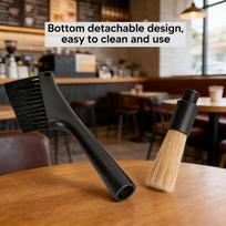 Coffee Machine Cleaning Brush, Dual Purpose Dusting Espresso Grinder Brush, Black, Polypropylene, PET Bristles juoda