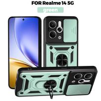 For Realme 14T Case Realme 14 5G Cover Realme P3 14T 14 5G Magnetic Ring Holder Armor Phone Case Slide Camera Protect Back Cover realme 14 5G blue