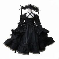 Lėlės suknelė BJD rinkinys Mielas tarnaitės dizaino aprangas hobių mėgėjams Juoda 1/6 black
