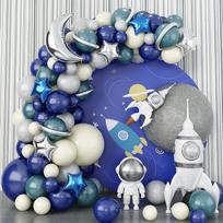 Sidabriškai pilkas animacinis astronautas balionų girliandos rinkinys svetainės dekoravimui blue