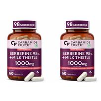 Carbamide Forte 98% Berberine Supplement With Milk Thistle Extract 1000mg Metabolism Digestive Support 60 Veg Capsules PACK OF 2 blue