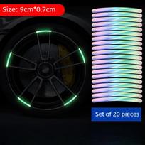 Fluorescenciniai dviračio dviračio lipdukai dviračių rato ratlankius atspindintys lipdukai 20Pcs white