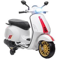 Children's Electric Scooter Vespa 6 V Dim. 107L x 47W x 73H cm MP3 Music USB Port Headlight 2 Training Wheels - White 107 x 47 x 73 cm