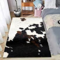 Dirbtinės karvės odos rašto kilimas Natūrali tekstūra Namų dekoras Svetainė Miegamasis Grindų kilimas Retro kaimiškas stilius Įvairūs dizainai 40cmX60cm black