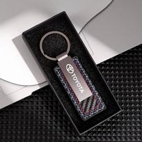 Naujas anglies pluošto odinis automobilio raktų pakabukas Raktų žiedas Dovana Toyota Gazoo Racing Corolla Yaris TRD Auris Rav4 Prius Prado Priedams FJ8 mėlyna