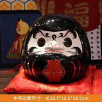 18.5/24.5CM Japanese Ceramic Daruma Doll Lucky Charm Fengshui Zen Ornament Centerpiece Money Box Home Tabletop Decoration 18.5cm
