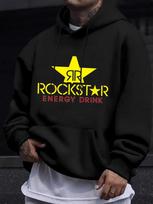Laisvalaikio rokenrolo grafinis džemperis su gobtuvu - Žalias su geltona žvaigžde ir „Rockstar Energy Drink“ spauda XXXL black