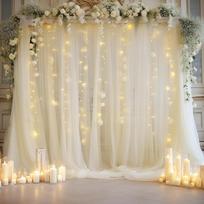 Curtains White Wedding Backdrop 3meters Tulle Backdrop Curtains Mesh Gauze Backdrop Photography Supplies beige