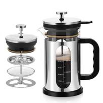 1L French Press with Sealed Lid, 304 Stainless Steel Filter, High Borosilicate Glass Coffee Pot Size: 1000ml gray