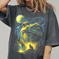 Varlė, kaukiausianti į mėnulį T-shirt Retro pilnaties grafika Gamta T-shirt XXXXL gray