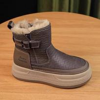 Real Fur Integrated Snow Boots Women'S New Winter Velvet Thickened Sole Women'S Shoes Warm Snow Cotton Short Boots 40 gray