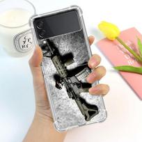 Luxury Case For Samsung Galaxy Z Flip 3 4 5G Funda Z Flip3 Clear PC Hard Shockproof Back Phone Shell AK47 Handgun Gun BUllets Samsung Z Flip 4 black