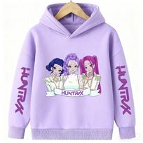 Autumn/Winter Hoodie Manga Children's Kpop Devil Hunter Children's Sportswear Cute Harajuku Tiger Girl Hoodie 110 gray