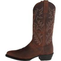 Vyriški Retro Distressed Vakarų batai Odiniai kaubojiški batai Siuvinėti Aukšti batai Stambūs kulnas Smailia nosimi Riterio batai Botas Masculinas 48 ruda