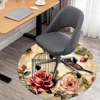 1PC bird cage flowers Office Round Area Rug, Under Office Chairs Bedroom Living Room Home Decor, Carpet for Office -1110100 80cm by 80cm black