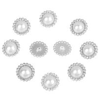 10Pcs Pearl Clothing Buttons 15/17/19/21MM Shirt Buttons Shiny Rhinestone Sewing Button Needlework DIY Clothing Accessories 15mm sidabras