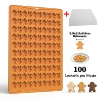 100 Holes Gingerbread Man Cookie Mould Silicone Baking Cookie Mould Mini Pet Puppy Snack Cookie Grinder DIY Chocolate Moulds brown