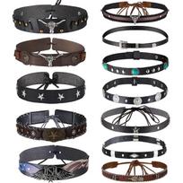 2025 Latest Model 12Pcs Hat Bands for Cowboy Hat Leather Turquoise Beaded Bands gray