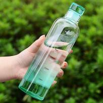 INS Style 500/750ML Water Bottle Timescale Transparent Drinking Cup Leakproof Tea Coffee Cup for Student black